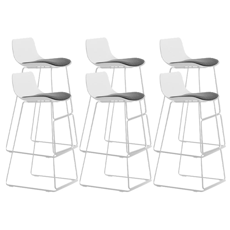 Industrial Indoor Armless Stool Plastic Bar Stool with Upholstered White-Gray 6 Piece Set Clearhalo 'Bar Furniture' 'Bar Stools' 'bar_stools' 'furn' 'furn_bar_stools' 'Furniture' 'Kitchen & Dining Furniture' 6473788