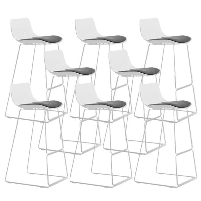 Industrial Indoor Armless Stool Plastic Bar Stool with Upholstered White-Gray 8 Piece Set Clearhalo 'Bar Furniture' 'Bar Stools' 'bar_stools' 'furn' 'furn_bar_stools' 'Furniture' 'Kitchen & Dining Furniture' 6473789