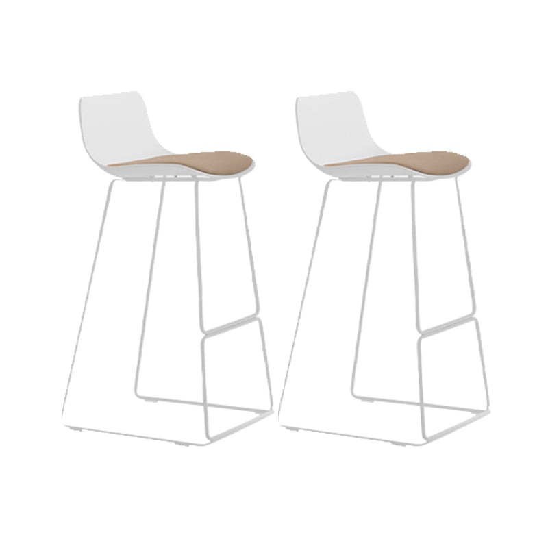 Industrial Indoor Armless Stool Plastic Bar Stool with Upholstered White-Yellow 2 Piece Set Clearhalo 'Bar Furniture' 'Bar Stools' 'bar_stools' 'furn' 'furn_bar_stools' 'Furniture' 'Kitchen & Dining Furniture' 6473790