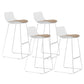 Industrial Indoor Armless Stool Plastic Bar Stool with Upholstered White-Yellow 4 Piece Set Clearhalo 'Bar Furniture' 'Bar Stools' 'bar_stools' 'furn' 'furn_bar_stools' 'Furniture' 'Kitchen & Dining Furniture' 6473791