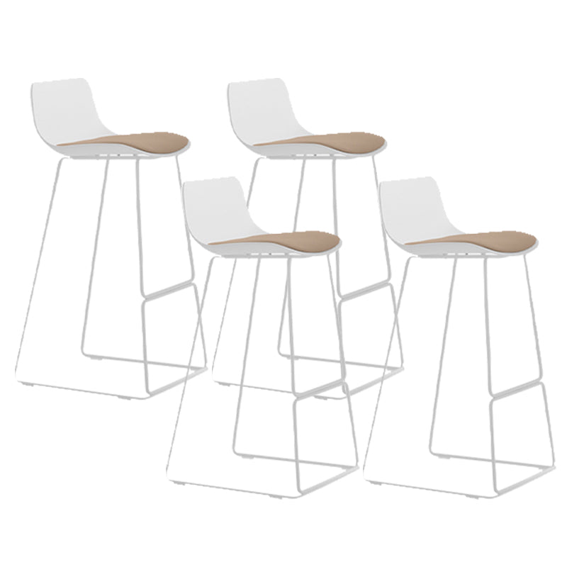 Industrial Indoor Armless Stool Plastic Bar Stool with Upholstered White-Yellow 4 Piece Set Clearhalo 'Bar Furniture' 'Bar Stools' 'bar_stools' 'furn' 'furn_bar_stools' 'Furniture' 'Kitchen & Dining Furniture' 6473791