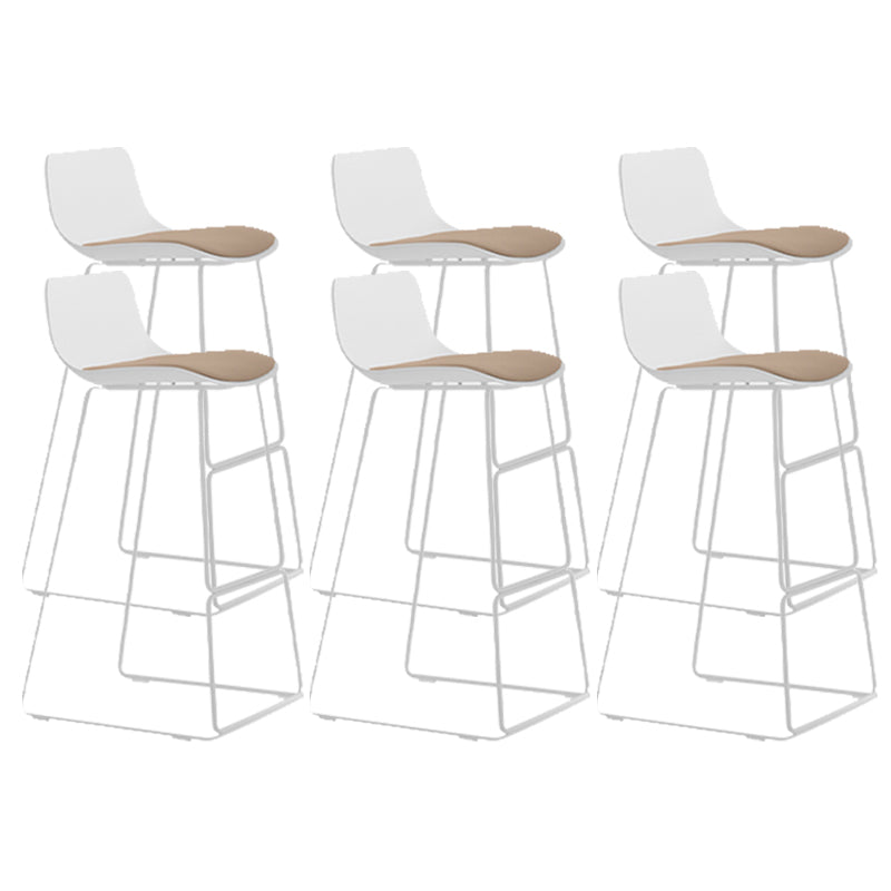 Industrial Indoor Armless Stool Plastic Bar Stool with Upholstered White-Yellow 6 Piece Set Clearhalo 'Bar Furniture' 'Bar Stools' 'bar_stools' 'furn' 'furn_bar_stools' 'Furniture' 'Kitchen & Dining Furniture' 6473792
