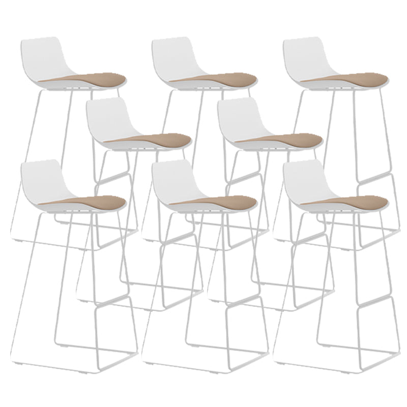 Industrial Indoor Armless Stool Plastic Bar Stool with Upholstered White-Yellow 8 Piece Set Clearhalo 'Bar Furniture' 'Bar Stools' 'bar_stools' 'furn' 'furn_bar_stools' 'Furniture' 'Kitchen & Dining Furniture' 6473793