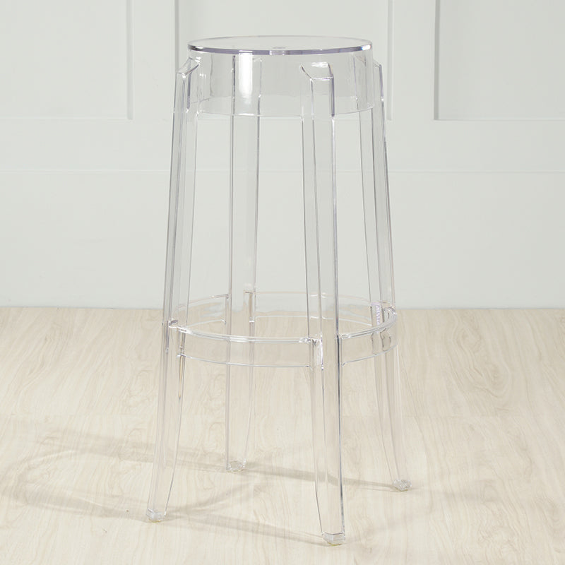 Industrial Backless Round Seat Acrylic Armless Bar Stool for Living Room Clear 1 Piece Bar Stool(30"H) Clearhalo 'Bar Furniture' 'Bar Stools' 'bar_stools' 'furn' 'furn_bar_stools' 'Furniture' 'Kitchen & Dining Furniture' 6473822