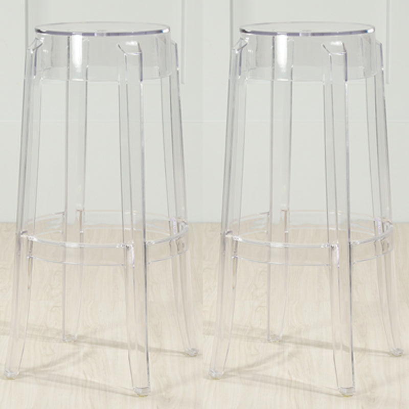 Industrial Backless Round Seat Acrylic Armless Bar Stool for Living Room Clear 2 Piece Set Bar Stool(30"H) Clearhalo 'Bar Furniture' 'Bar Stools' 'bar_stools' 'furn' 'furn_bar_stools' 'Furniture' 'Kitchen & Dining Furniture' 6473823