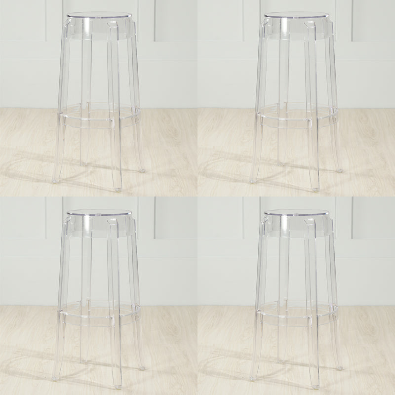 Industrial Backless Round Seat Acrylic Armless Bar Stool for Living Room Clear 4 Piece Set Bar Stool(30"H) Clearhalo 'Bar Furniture' 'Bar Stools' 'bar_stools' 'furn' 'furn_bar_stools' 'Furniture' 'Kitchen & Dining Furniture' 6473825