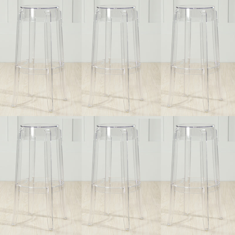 Industrial Backless Round Seat Acrylic Armless Bar Stool for Living Room Clear 6 Piece Set Bar Stool(30"H) Clearhalo 'Bar Furniture' 'Bar Stools' 'bar_stools' 'furn' 'furn_bar_stools' 'Furniture' 'Kitchen & Dining Furniture' 6473827