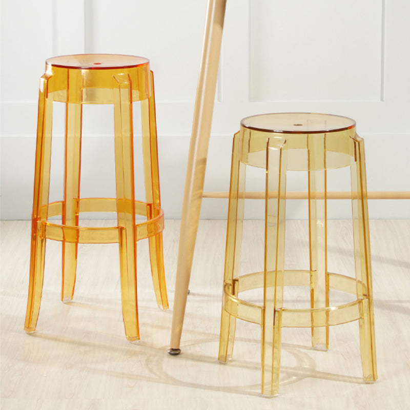 Industrial Backless Round Seat Acrylic Armless Bar Stool for Living Room Clearhalo 'Bar Furniture' 'Bar Stools' 'bar_stools' 'furn' 'furn_bar_stools' 'Furniture' 'Kitchen & Dining Furniture' 6473828