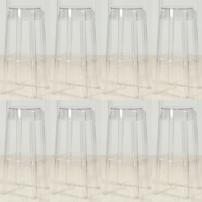 Industrial Backless Round Seat Acrylic Armless Bar Stool for Living Room Clear 8 Piece Set Bar Stool(30"H) Clearhalo 'Bar Furniture' 'Bar Stools' 'bar_stools' 'furn' 'furn_bar_stools' 'Furniture' 'Kitchen & Dining Furniture' 6473830