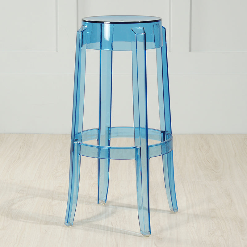 Industrial Backless Round Seat Acrylic Armless Bar Stool for Living Room Blue-Clear 1 Piece Bar Stool(30"H) Clearhalo 'Bar Furniture' 'Bar Stools' 'bar_stools' 'furn' 'furn_bar_stools' 'Furniture' 'Kitchen & Dining Furniture' 6473832