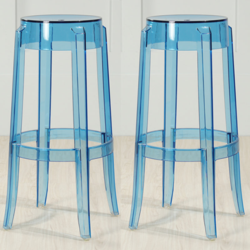 Industrial Backless Round Seat Acrylic Armless Bar Stool for Living Room Blue-Clear 2 Piece Set Bar Stool(30"H) Clearhalo 'Bar Furniture' 'Bar Stools' 'bar_stools' 'furn' 'furn_bar_stools' 'Furniture' 'Kitchen & Dining Furniture' 6473834