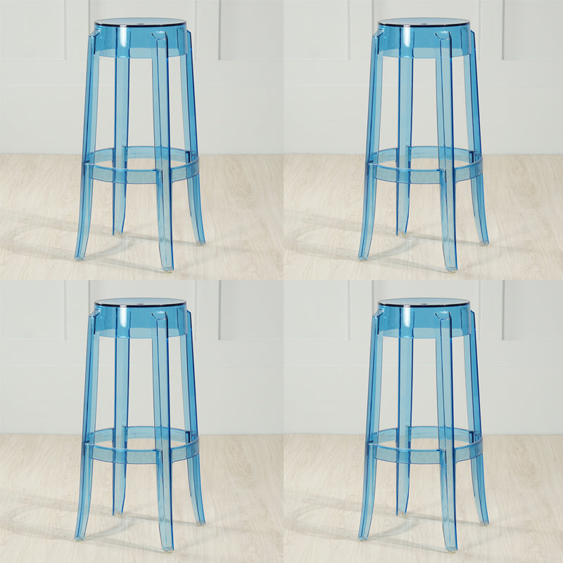 Industrial Backless Round Seat Acrylic Armless Bar Stool for Living Room Blue-Clear 4 Piece Set Bar Stool(30"H) Clearhalo 'Bar Furniture' 'Bar Stools' 'bar_stools' 'furn' 'furn_bar_stools' 'Furniture' 'Kitchen & Dining Furniture' 6473836