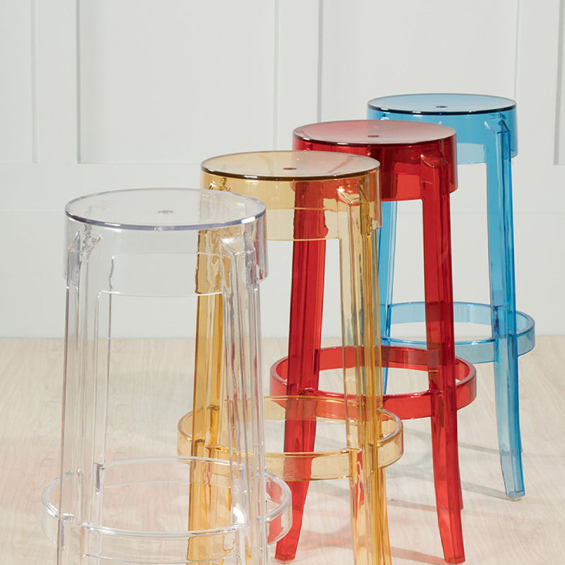 Industrial Backless Round Seat Acrylic Armless Bar Stool for Living Room Clearhalo 'Bar Furniture' 'Bar Stools' 'bar_stools' 'furn' 'furn_bar_stools' 'Furniture' 'Kitchen & Dining Furniture' 6473837