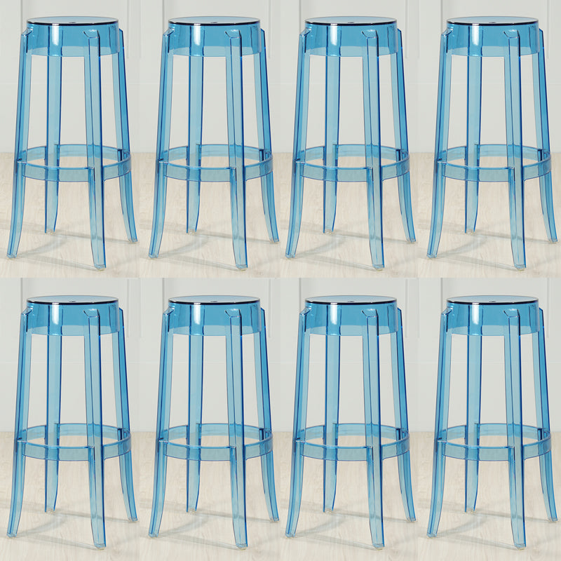 Industrial Backless Round Seat Acrylic Armless Bar Stool for Living Room Blue-Clear 8 Piece Set Bar Stool(30"H) Clearhalo 'Bar Furniture' 'Bar Stools' 'bar_stools' 'furn' 'furn_bar_stools' 'Furniture' 'Kitchen & Dining Furniture' 6473839