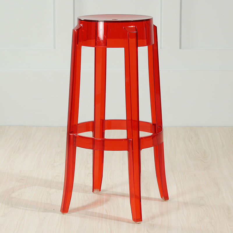 Industrial Backless Round Seat Acrylic Armless Bar Stool for Living Room Clear-Red 1 Piece Bar Stool(30"H) Clearhalo 'Bar Furniture' 'Bar Stools' 'bar_stools' 'furn' 'furn_bar_stools' 'Furniture' 'Kitchen & Dining Furniture' 6473842