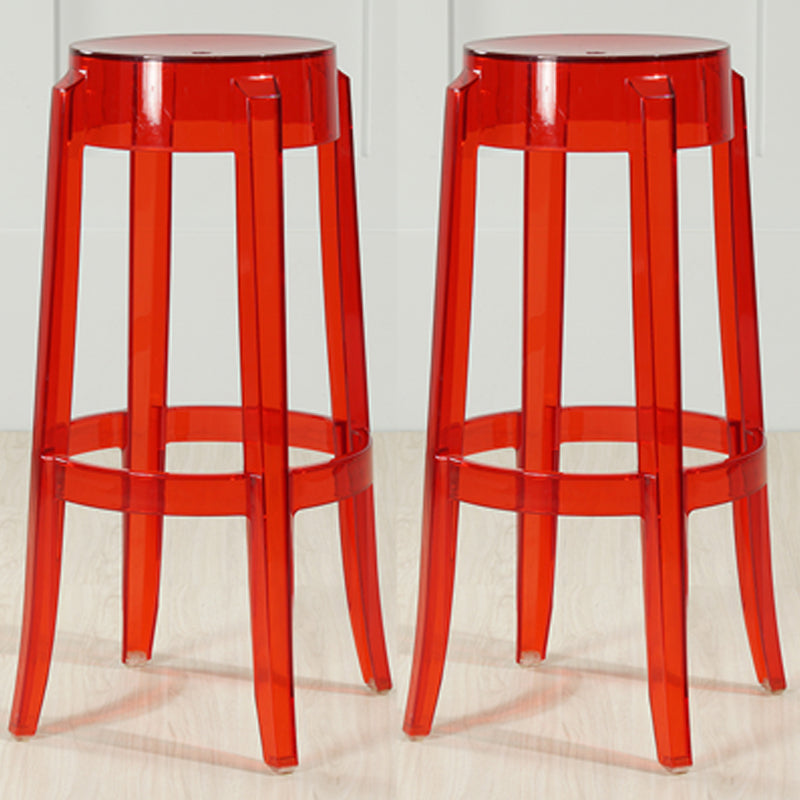 Industrial Backless Round Seat Acrylic Armless Bar Stool for Living Room Clear-Red 2 Piece Set Bar Stool(30"H) Clearhalo 'Bar Furniture' 'Bar Stools' 'bar_stools' 'furn' 'furn_bar_stools' 'Furniture' 'Kitchen & Dining Furniture' 6473843
