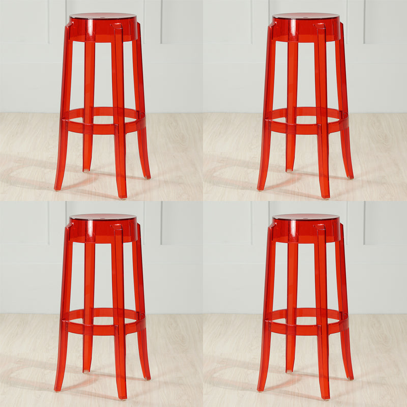 Industrial Backless Round Seat Acrylic Armless Bar Stool for Living Room Clear-Red 4 Piece Set Bar Stool(30"H) Clearhalo 'Bar Furniture' 'Bar Stools' 'bar_stools' 'furn' 'furn_bar_stools' 'Furniture' 'Kitchen & Dining Furniture' 6473844