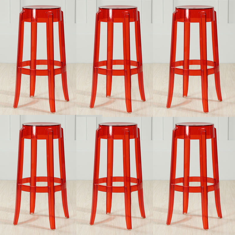 Industrial Backless Round Seat Acrylic Armless Bar Stool for Living Room Clear-Red 6 Piece Set Bar Stool(30"H) Clearhalo 'Bar Furniture' 'Bar Stools' 'bar_stools' 'furn' 'furn_bar_stools' 'Furniture' 'Kitchen & Dining Furniture' 6473845