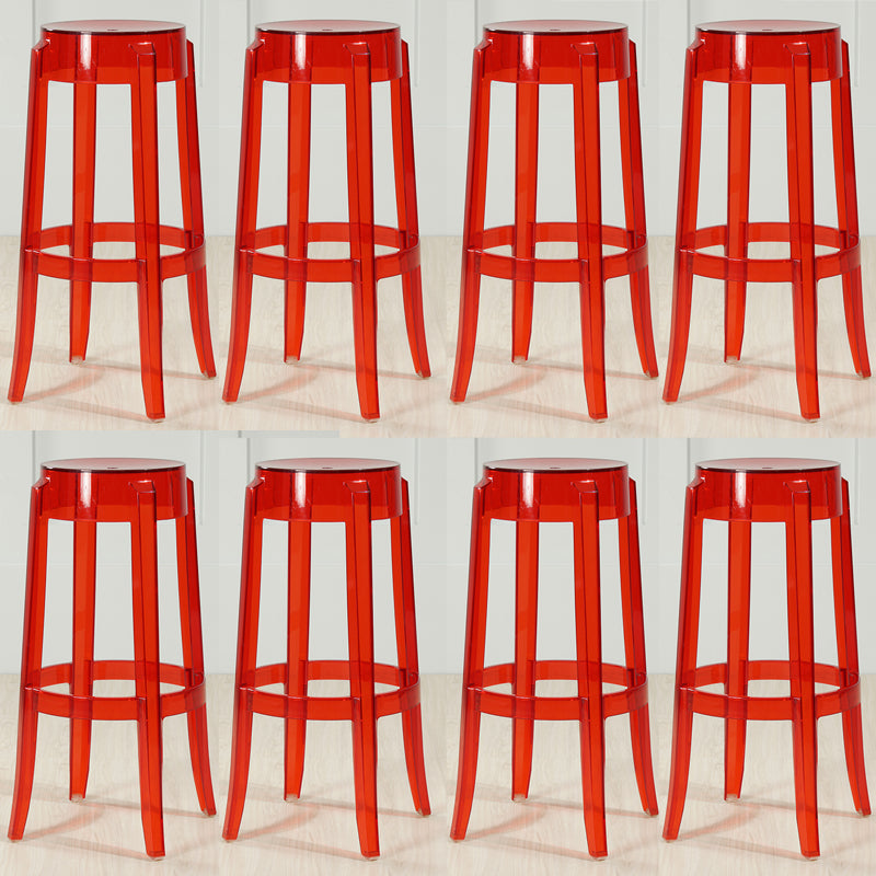 Industrial Backless Round Seat Acrylic Armless Bar Stool for Living Room Clear-Red 8 Piece Set Bar Stool(30"H) Clearhalo 'Bar Furniture' 'Bar Stools' 'bar_stools' 'furn' 'furn_bar_stools' 'Furniture' 'Kitchen & Dining Furniture' 6473846