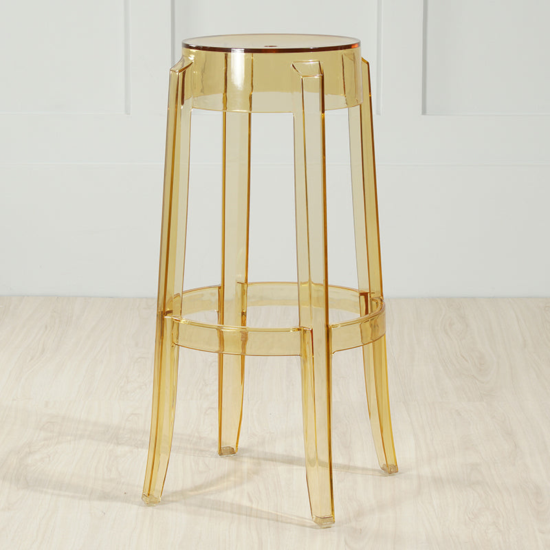 Industrial Backless Round Seat Acrylic Armless Bar Stool for Living Room Clear Yellow 1 Piece Bar Stool(30"H) Clearhalo 'Bar Furniture' 'Bar Stools' 'bar_stools' 'furn' 'furn_bar_stools' 'Furniture' 'Kitchen & Dining Furniture' 6473847