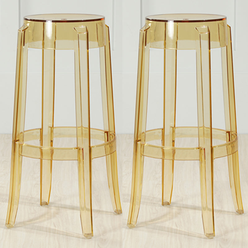 Industrial Backless Round Seat Acrylic Armless Bar Stool for Living Room Clear Yellow 2 Piece Set Bar Stool(30"H) Clearhalo 'Bar Furniture' 'Bar Stools' 'bar_stools' 'furn' 'furn_bar_stools' 'Furniture' 'Kitchen & Dining Furniture' 6473848