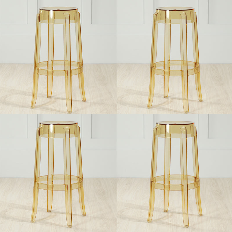 Industrial Backless Round Seat Acrylic Armless Bar Stool for Living Room Clear Yellow 4 Piece Set Bar Stool(30"H) Clearhalo 'Bar Furniture' 'Bar Stools' 'bar_stools' 'furn' 'furn_bar_stools' 'Furniture' 'Kitchen & Dining Furniture' 6473849