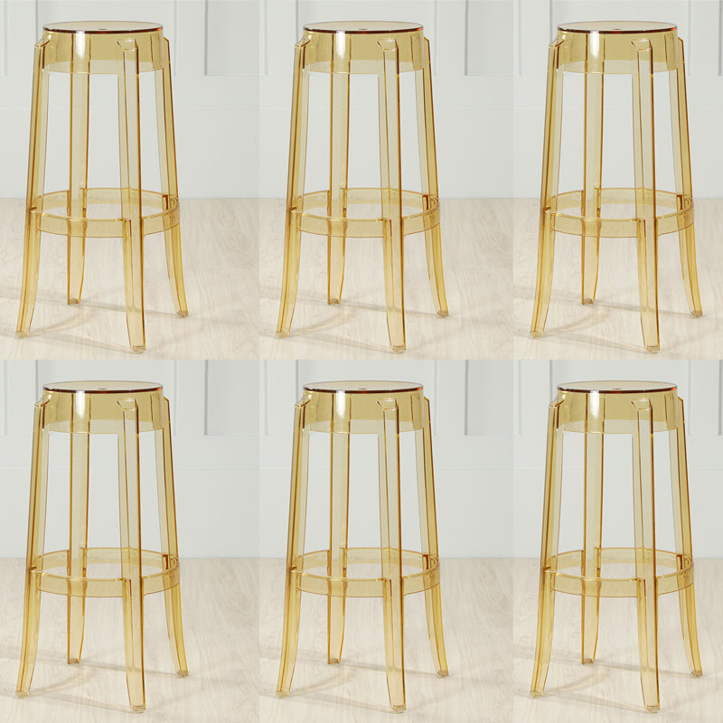 Industrial Backless Round Seat Acrylic Armless Bar Stool for Living Room Clear Yellow 6 Piece Set Bar Stool(30"H) Clearhalo 'Bar Furniture' 'Bar Stools' 'bar_stools' 'furn' 'furn_bar_stools' 'Furniture' 'Kitchen & Dining Furniture' 6473850