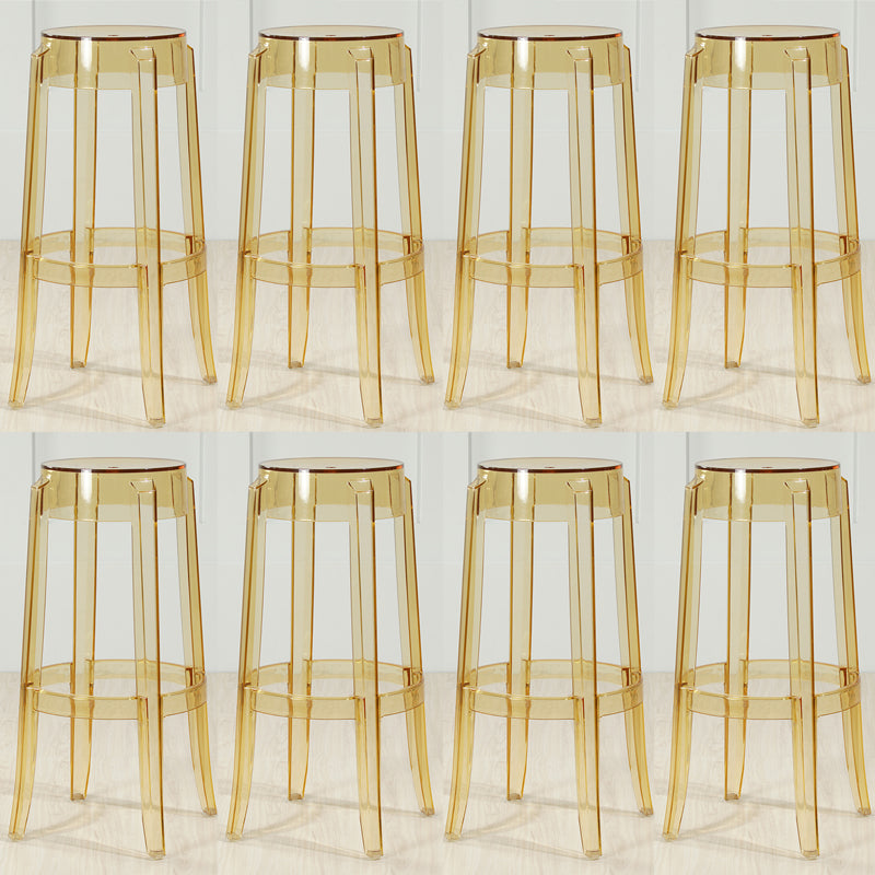 Industrial Backless Round Seat Acrylic Armless Bar Stool for Living Room Clear Yellow 8 Piece Set Bar Stool(30"H) Clearhalo 'Bar Furniture' 'Bar Stools' 'bar_stools' 'furn' 'furn_bar_stools' 'Furniture' 'Kitchen & Dining Furniture' 6473851