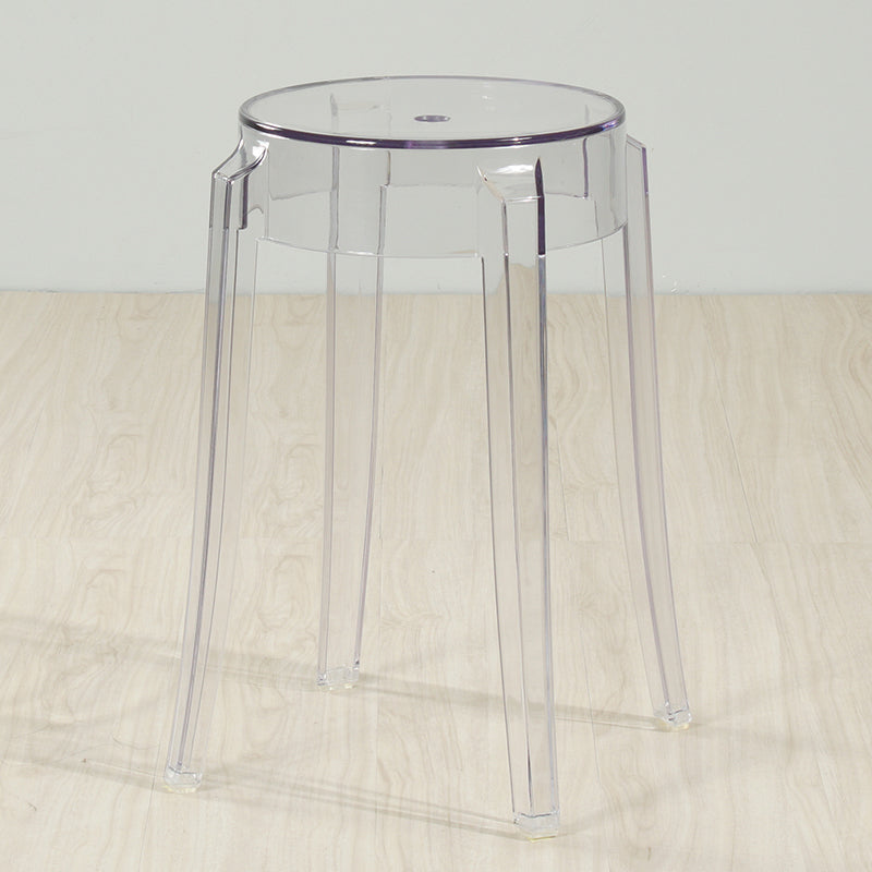 Industrial Backless Round Seat Acrylic Armless Bar Stool for Living Room Clear 1 Piece Short Stool(18"H) Clearhalo 'Bar Furniture' 'Bar Stools' 'bar_stools' 'furn' 'furn_bar_stools' 'Furniture' 'Kitchen & Dining Furniture' 6473852