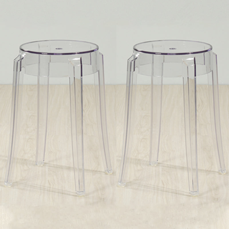 Industrial Backless Round Seat Acrylic Armless Bar Stool for Living Room Clear 2 Piece Set Short Stool(18"H) Clearhalo 'Bar Furniture' 'Bar Stools' 'bar_stools' 'furn' 'furn_bar_stools' 'Furniture' 'Kitchen & Dining Furniture' 6473853