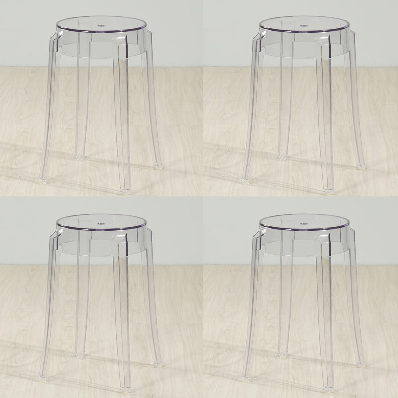Industrial Backless Round Seat Acrylic Armless Bar Stool for Living Room Clear 4 Piece Set Short Stool(18"H) Clearhalo 'Bar Furniture' 'Bar Stools' 'bar_stools' 'furn' 'furn_bar_stools' 'Furniture' 'Kitchen & Dining Furniture' 6473854