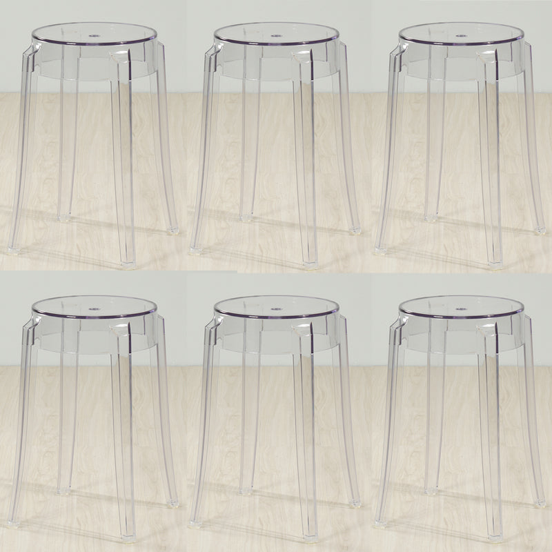 Industrial Backless Round Seat Acrylic Armless Bar Stool for Living Room Clear 6 Piece Set Short Stool(18"H) Clearhalo 'Bar Furniture' 'Bar Stools' 'bar_stools' 'furn' 'furn_bar_stools' 'Furniture' 'Kitchen & Dining Furniture' 6473855