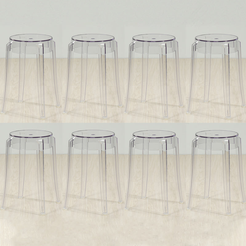 Industrial Backless Round Seat Acrylic Armless Bar Stool for Living Room Clear 8 Piece Set Short Stool(18"H) Clearhalo 'Bar Furniture' 'Bar Stools' 'bar_stools' 'furn' 'furn_bar_stools' 'Furniture' 'Kitchen & Dining Furniture' 6473856