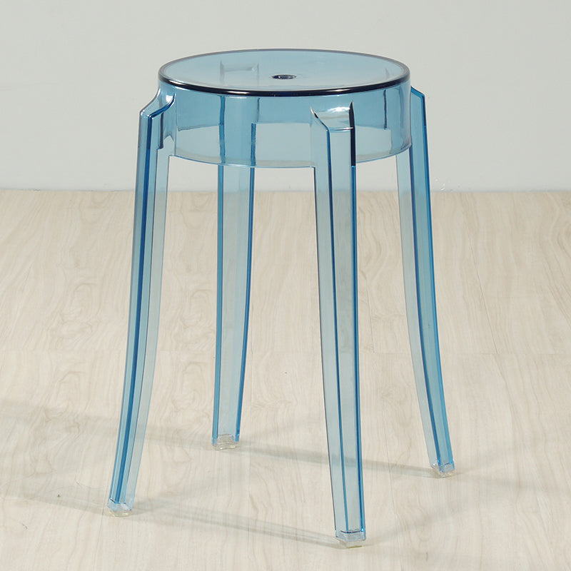 Industrial Backless Round Seat Acrylic Armless Bar Stool for Living Room Blue-Clear 1 Piece Short Stool(18"H) Clearhalo 'Bar Furniture' 'Bar Stools' 'bar_stools' 'furn' 'furn_bar_stools' 'Furniture' 'Kitchen & Dining Furniture' 6473857