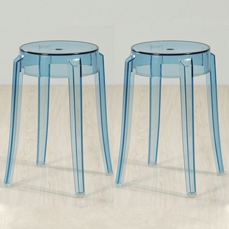Industrial Backless Round Seat Acrylic Armless Bar Stool for Living Room Blue-Clear 2 Piece Set Short Stool(18"H) Clearhalo 'Bar Furniture' 'Bar Stools' 'bar_stools' 'furn' 'furn_bar_stools' 'Furniture' 'Kitchen & Dining Furniture' 6473858