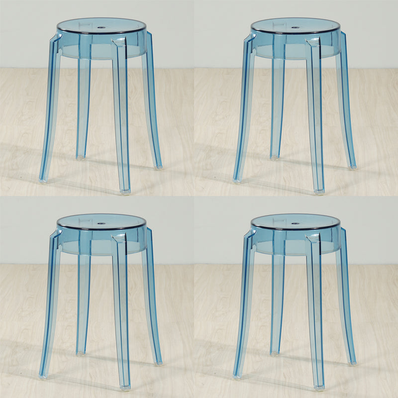 Industrial Backless Round Seat Acrylic Armless Bar Stool for Living Room Blue-Clear 4 Piece Set Short Stool(18"H) Clearhalo 'Bar Furniture' 'Bar Stools' 'bar_stools' 'furn' 'furn_bar_stools' 'Furniture' 'Kitchen & Dining Furniture' 6473859