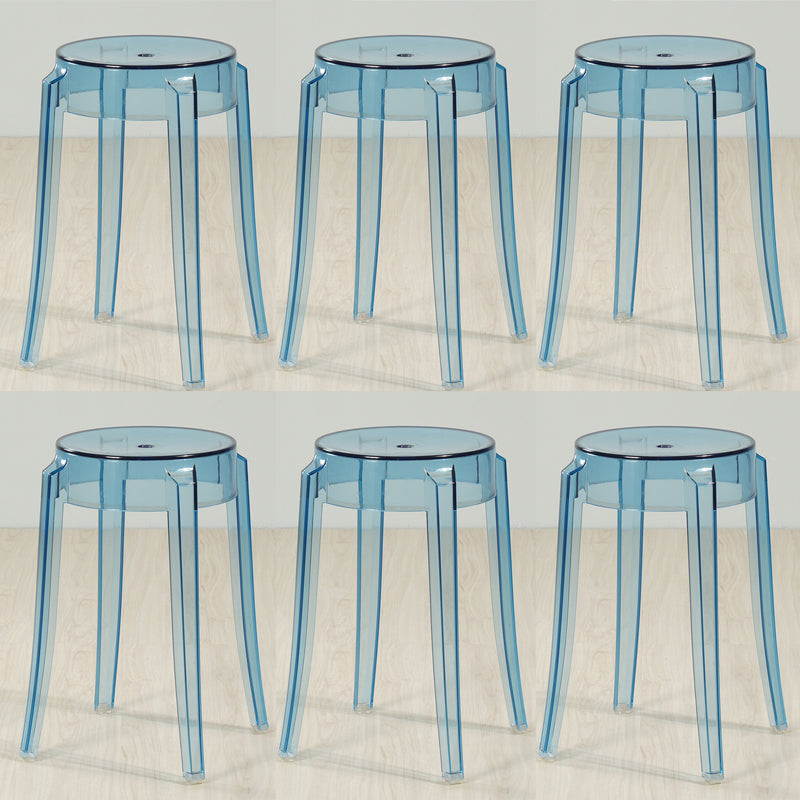 Industrial Backless Round Seat Acrylic Armless Bar Stool for Living Room Blue-Clear 6 Piece Set Short Stool(18"H) Clearhalo 'Bar Furniture' 'Bar Stools' 'bar_stools' 'furn' 'furn_bar_stools' 'Furniture' 'Kitchen & Dining Furniture' 6473860