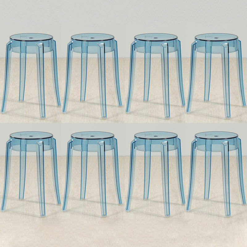 Industrial Backless Round Seat Acrylic Armless Bar Stool for Living Room Blue-Clear 8 Piece Set Short Stool(18"H) Clearhalo 'Bar Furniture' 'Bar Stools' 'bar_stools' 'furn' 'furn_bar_stools' 'Furniture' 'Kitchen & Dining Furniture' 6473861