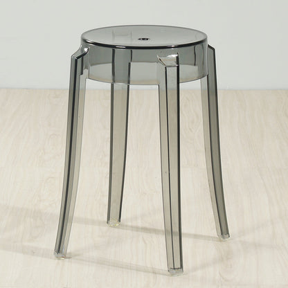 Industrial Backless Round Seat Acrylic Armless Bar Stool for Living Room Gray-Clear 1 Piece Short Stool(18"H) Clearhalo 'Bar Furniture' 'Bar Stools' 'bar_stools' 'furn' 'furn_bar_stools' 'Furniture' 'Kitchen & Dining Furniture' 6473862