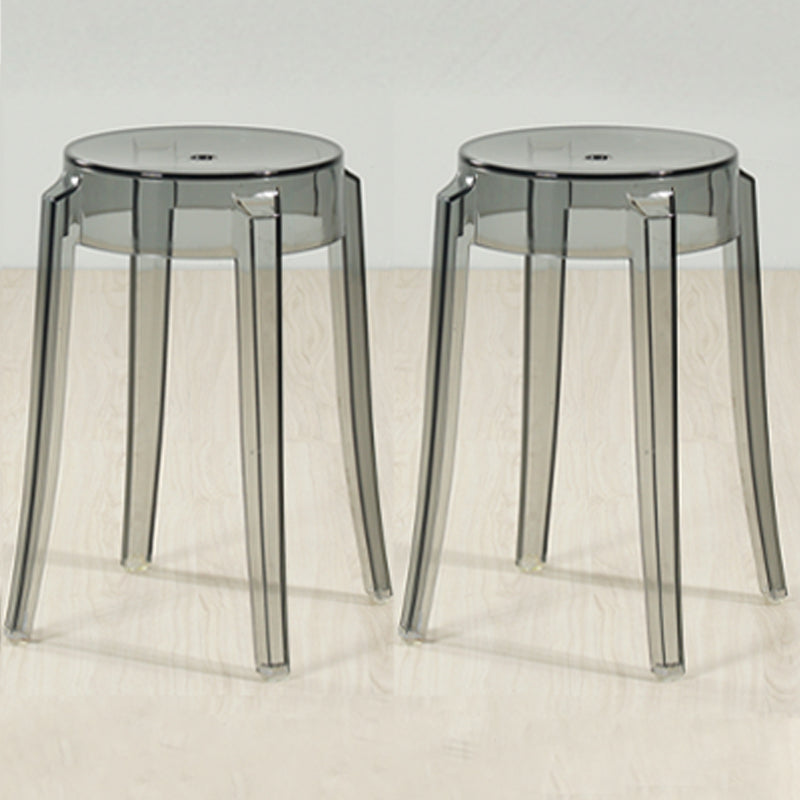 Industrial Backless Round Seat Acrylic Armless Bar Stool for Living Room Gray-Clear 2 Piece Set Short Stool(18"H) Clearhalo 'Bar Furniture' 'Bar Stools' 'bar_stools' 'furn' 'furn_bar_stools' 'Furniture' 'Kitchen & Dining Furniture' 6473863