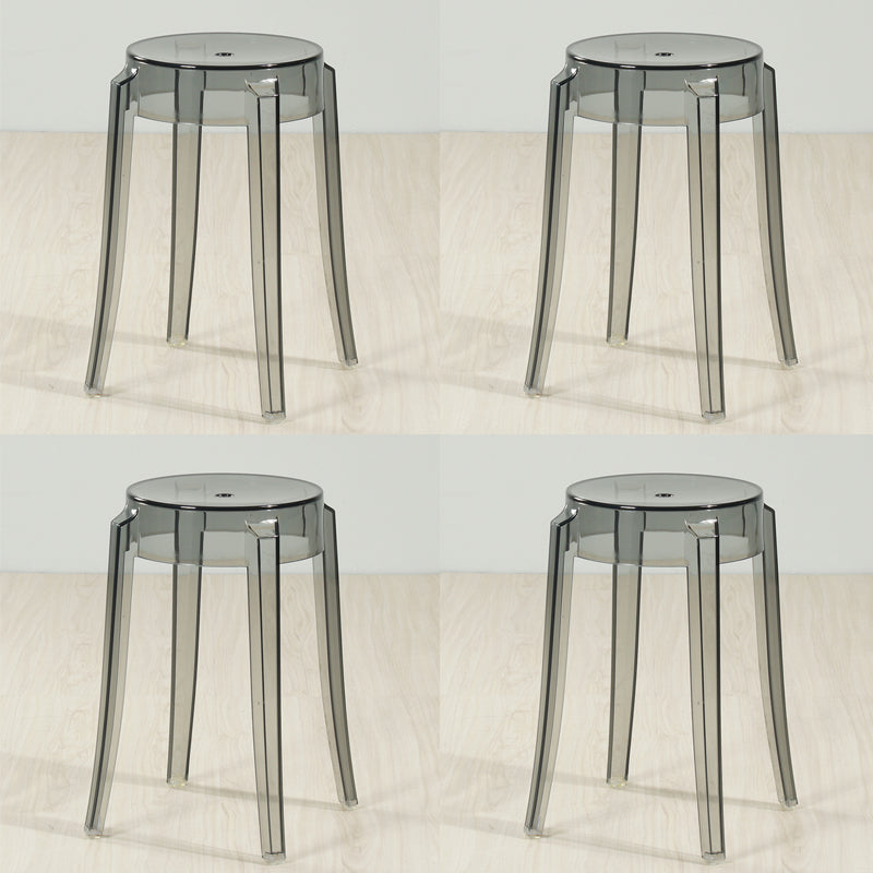 Industrial Backless Round Seat Acrylic Armless Bar Stool for Living Room Gray-Clear 4 Piece Set Short Stool(18"H) Clearhalo 'Bar Furniture' 'Bar Stools' 'bar_stools' 'furn' 'furn_bar_stools' 'Furniture' 'Kitchen & Dining Furniture' 6473864