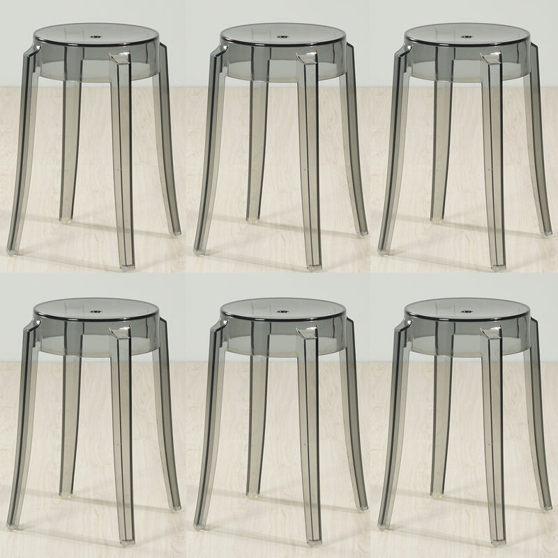 Industrial Backless Round Seat Acrylic Armless Bar Stool for Living Room Gray-Clear 6 Piece Set Short Stool(18"H) Clearhalo 'Bar Furniture' 'Bar Stools' 'bar_stools' 'furn' 'furn_bar_stools' 'Furniture' 'Kitchen & Dining Furniture' 6473865