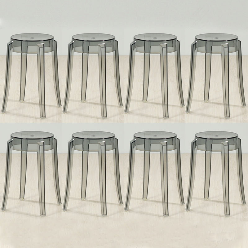 Industrial Backless Round Seat Acrylic Armless Bar Stool for Living Room Gray-Clear 8 Piece Set Short Stool(18"H) Clearhalo 'Bar Furniture' 'Bar Stools' 'bar_stools' 'furn' 'furn_bar_stools' 'Furniture' 'Kitchen & Dining Furniture' 6473866