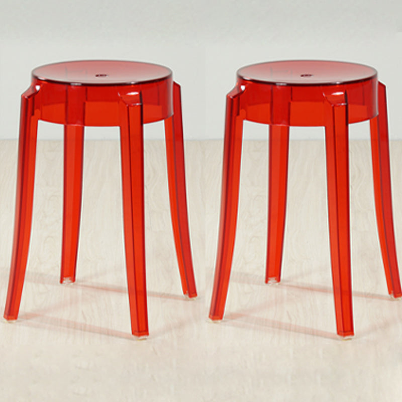 Industrial Backless Round Seat Acrylic Armless Bar Stool for Living Room Clear-Red 2 Piece Set Short Stool(18"H) Clearhalo 'Bar Furniture' 'Bar Stools' 'bar_stools' 'furn' 'furn_bar_stools' 'Furniture' 'Kitchen & Dining Furniture' 6473868