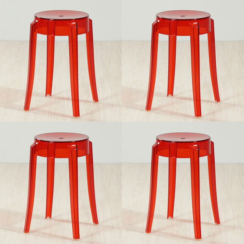 Industrial Backless Round Seat Acrylic Armless Bar Stool for Living Room Clear-Red 4 Piece Set Short Stool(18"H) Clearhalo 'Bar Furniture' 'Bar Stools' 'bar_stools' 'furn' 'furn_bar_stools' 'Furniture' 'Kitchen & Dining Furniture' 6473869