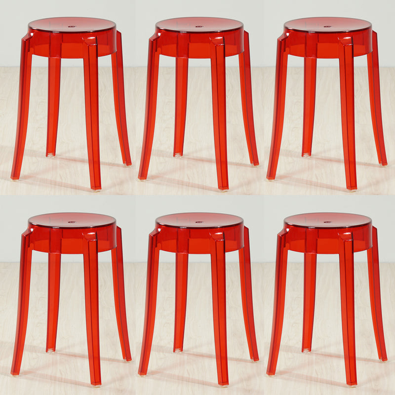 Industrial Backless Round Seat Acrylic Armless Bar Stool for Living Room Clear-Red 6 Piece Set Short Stool(18"H) Clearhalo 'Bar Furniture' 'Bar Stools' 'bar_stools' 'furn' 'furn_bar_stools' 'Furniture' 'Kitchen & Dining Furniture' 6473870