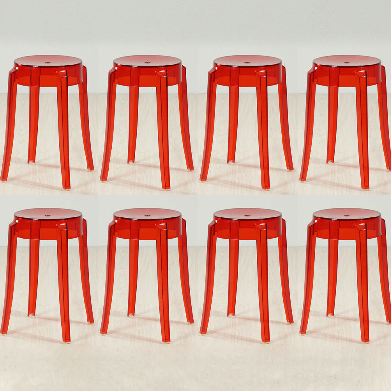 Industrial Backless Round Seat Acrylic Armless Bar Stool for Living Room Clear-Red 8 Piece Set Short Stool(18"H) Clearhalo 'Bar Furniture' 'Bar Stools' 'bar_stools' 'furn' 'furn_bar_stools' 'Furniture' 'Kitchen & Dining Furniture' 6473871