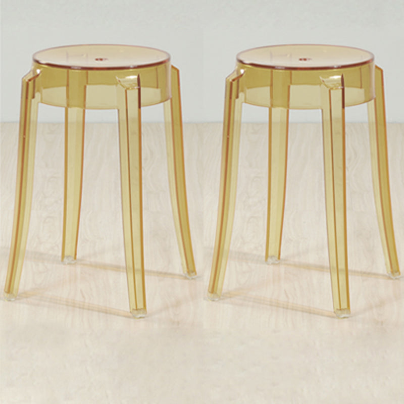 Industrial Backless Round Seat Acrylic Armless Bar Stool for Living Room Clear Yellow 2 Piece Set Short Stool(18"H) Clearhalo 'Bar Furniture' 'Bar Stools' 'bar_stools' 'furn' 'furn_bar_stools' 'Furniture' 'Kitchen & Dining Furniture' 6473873