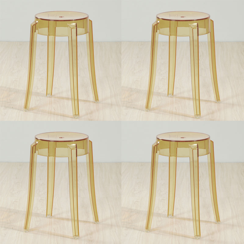 Industrial Backless Round Seat Acrylic Armless Bar Stool for Living Room Clear Yellow 4 Piece Set Short Stool(18"H) Clearhalo 'Bar Furniture' 'Bar Stools' 'bar_stools' 'furn' 'furn_bar_stools' 'Furniture' 'Kitchen & Dining Furniture' 6473874