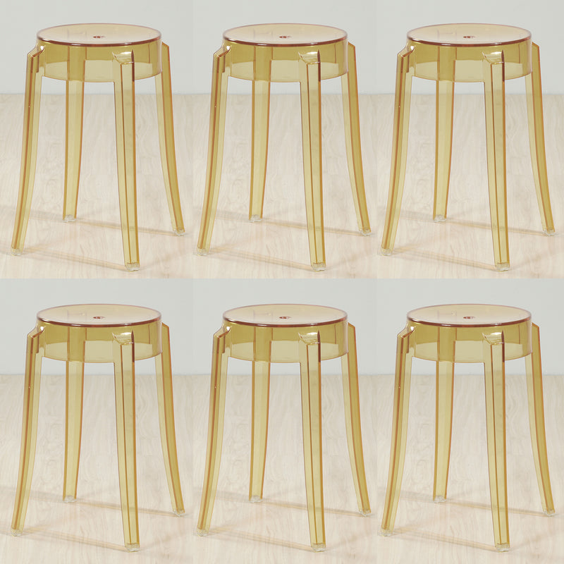 Industrial Backless Round Seat Acrylic Armless Bar Stool for Living Room Clear Yellow 6 Piece Set Short Stool(18"H) Clearhalo 'Bar Furniture' 'Bar Stools' 'bar_stools' 'furn' 'furn_bar_stools' 'Furniture' 'Kitchen & Dining Furniture' 6473875